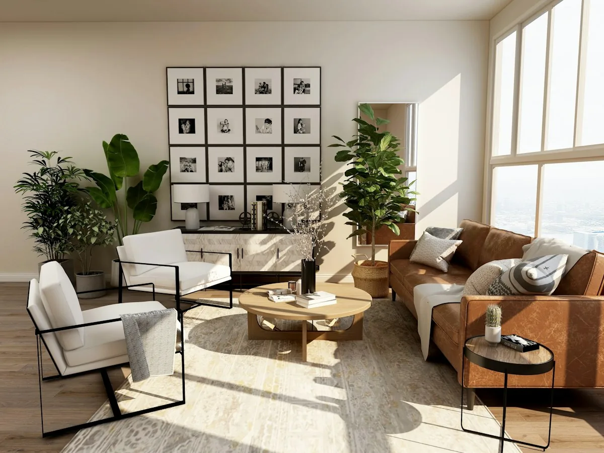 Bright comfortable modern home interior